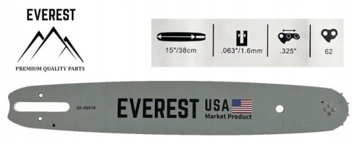 PROWADNICA 15" .325 1,6mm 62ogniwa EVEREST